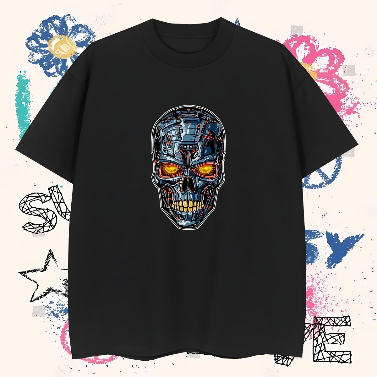 Soft T-Shirts 100% Cotton 230g skull Outdoor DIY Logo Oversized O-Neck Short Sleeve Men Tees 2024 DIY Tshirts