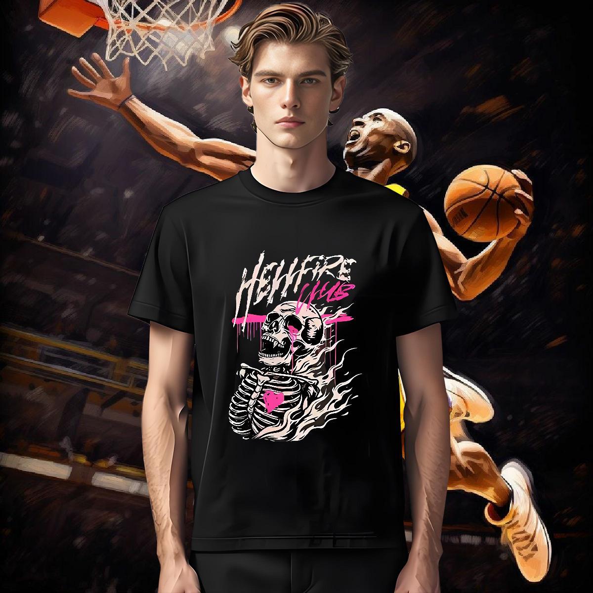 Loose Mens T Shirts 100% Cotton 230g skull High Street Hip Hop Custom Cartoon Breathable Soft Couples T Shirts 2024 DIY Tops Tees