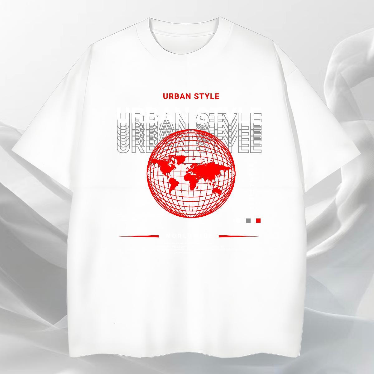 Loose Fit Men T Shirts 100% Cotton 230g earth High Street Hip Hop White Plus Size Crew Neck Men Tops Tees Designer Clothings