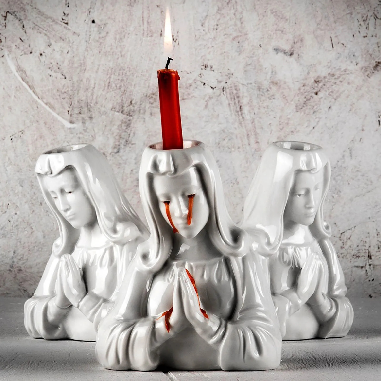 Crying Halloween Candle Holder Crying Mary Candle Holders For Pillar Candles Candlestick Holders Sheds Red Candle Tears Decor 240824