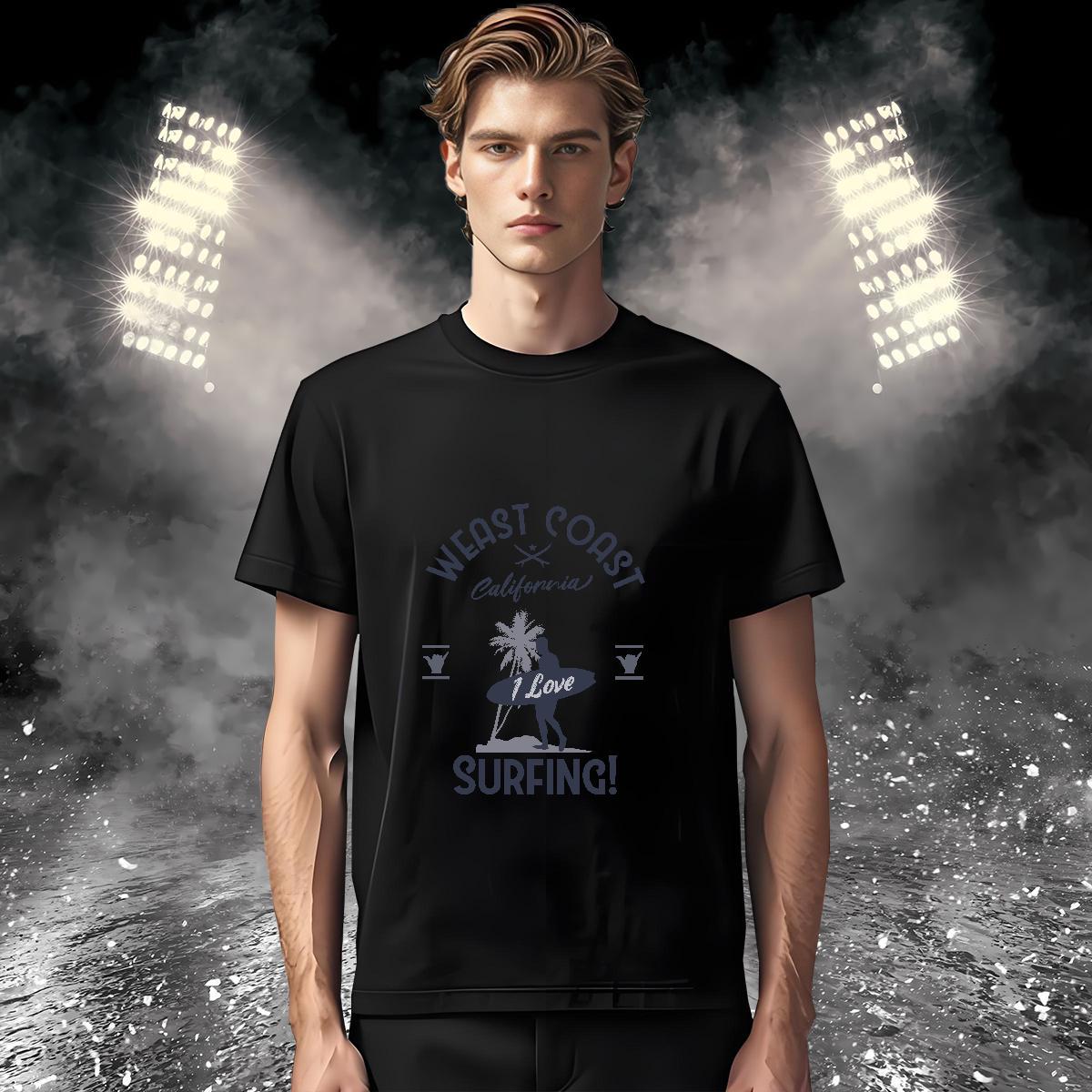 High Quality Mens T Shirts 230g Cotton sea Street Graphic Crew Neck Breathable Men Tops Tees 2024 Summer Tee Shirt