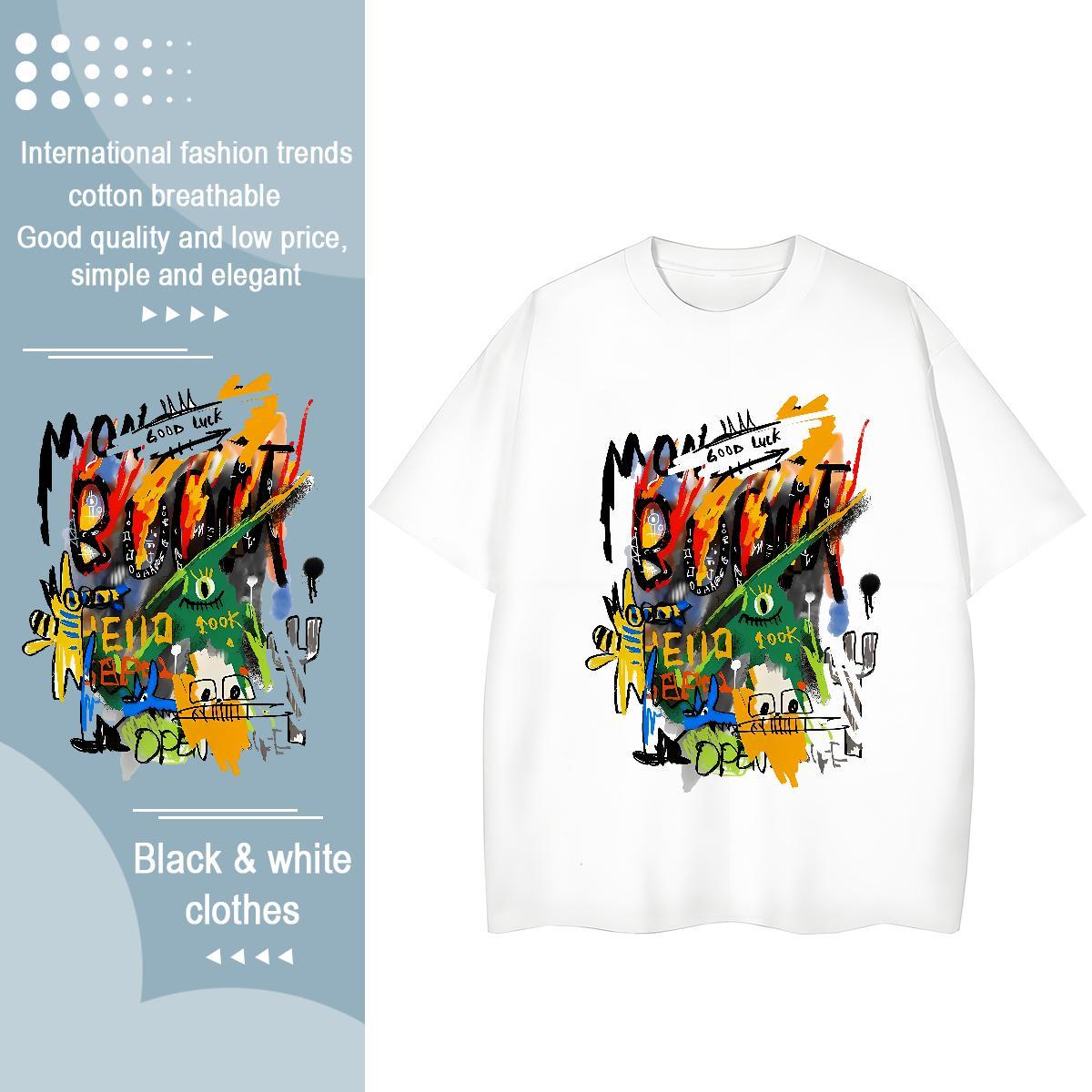Unisex Unisex Tshirts 100% Cotton 230g cartoon Summer Casual T Shirt For Woman Breathable Crew Neck Custom Printing Tee Shirt