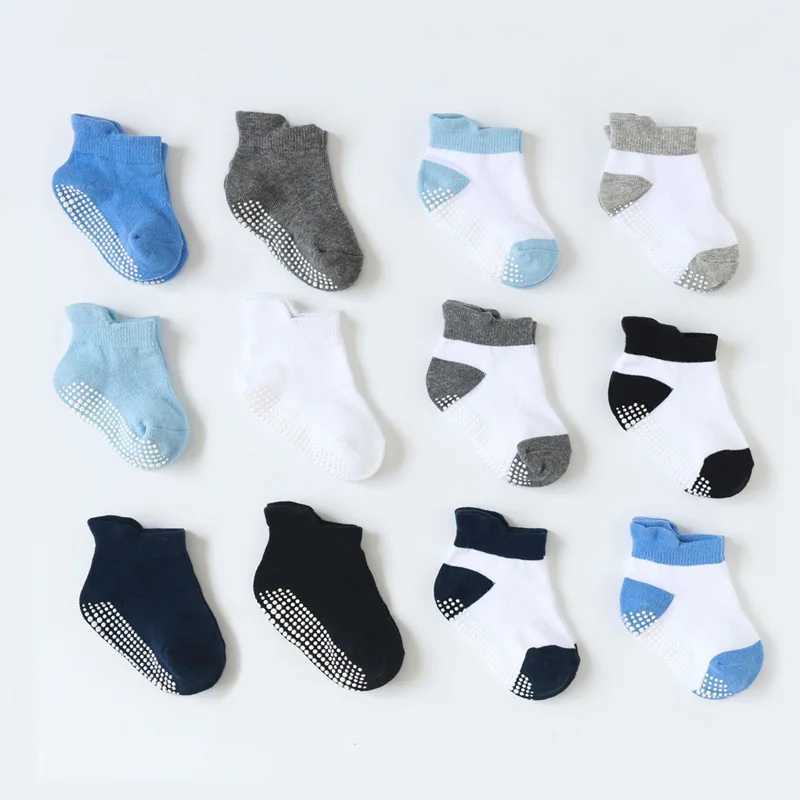 6Pairs 0-5Years Babys Cotton Blend Non-slip Floor Socks For Toddler Kids Boys Indoor Activities Learn To Walk Ankle Socks CL240824