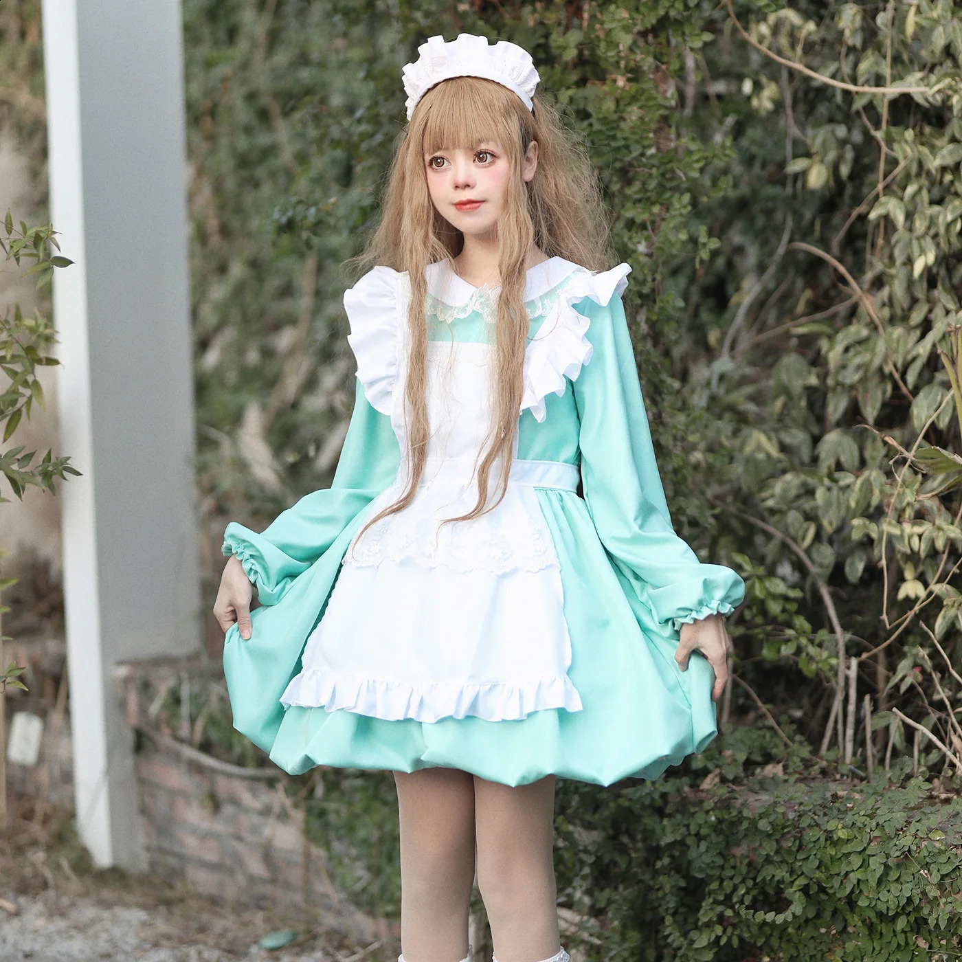 Maid apron dress bow tie roleplaying costume milk maid Lolita anime Halloween medieval 240823