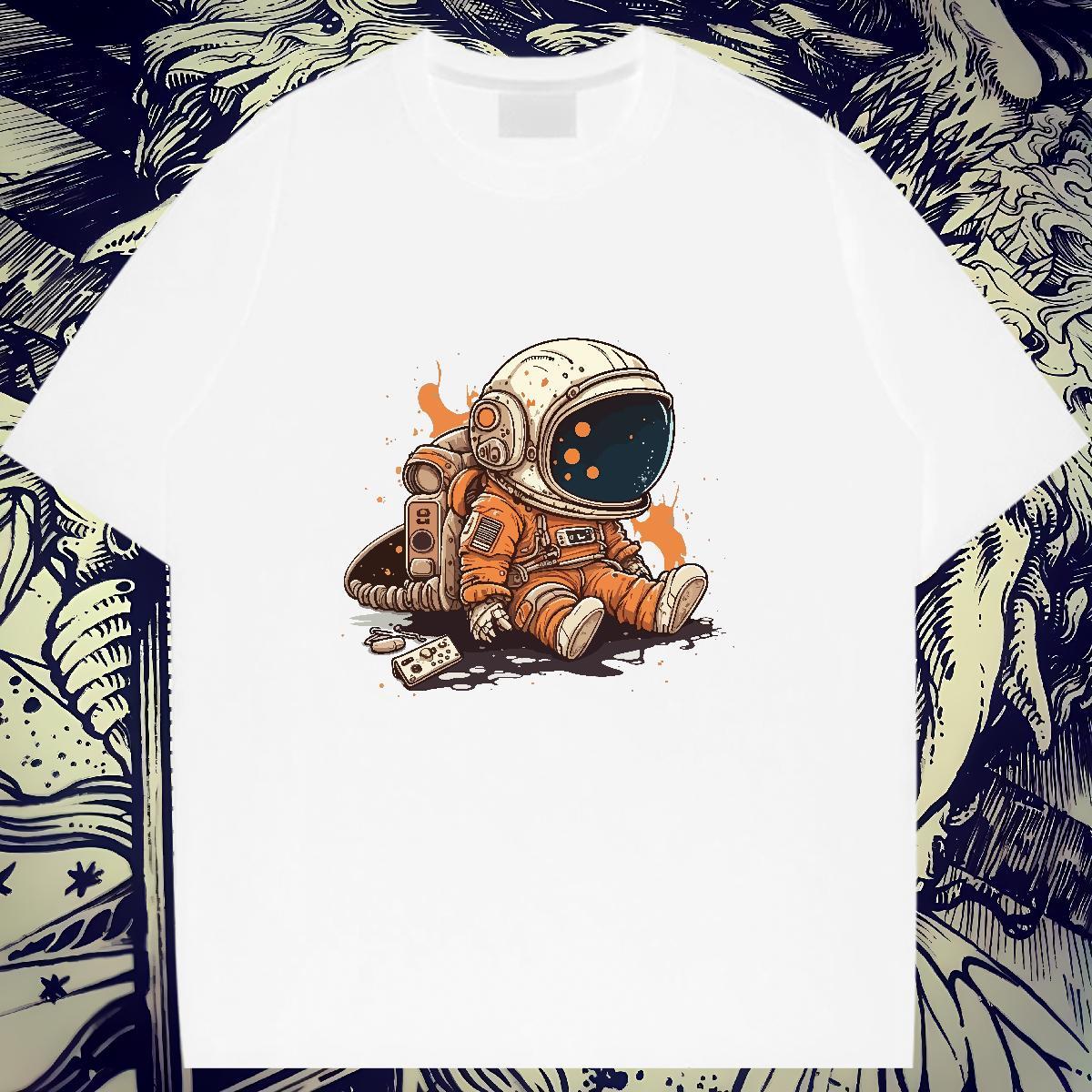 Wholesale Womens Tshirts 230g Cotton cosmonaut Hip Hop Street T Shirt For Woman Breathable Crew Neck Customized Print Tees Shirts