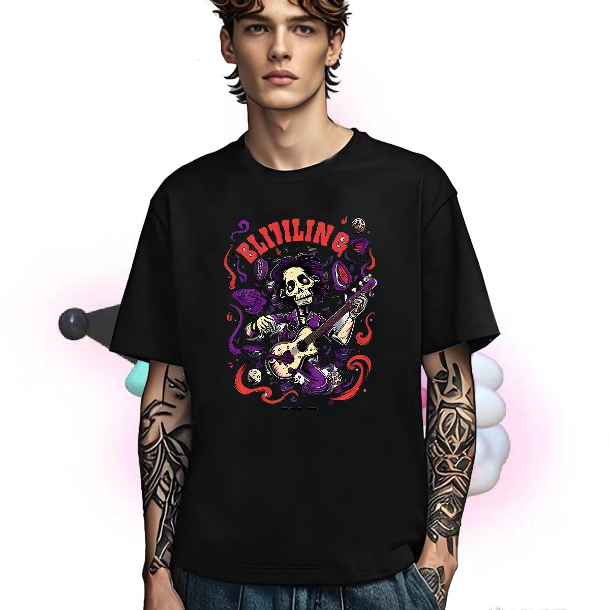Comfortable T Shirt For Man 230g Cotton skull Casual Custom Anime Breathable Crew Neck Mens Tshirts Factory Direct Top Tees
