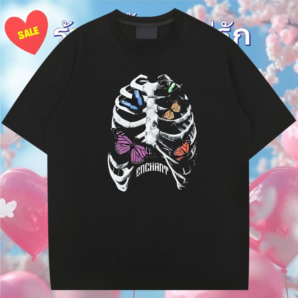 Loose T shirt 100% Cotton 230g skull Spring Summer White Plus Size Breathable Crew Neck Tshirt for Man Woman 2024 Designer Clothings