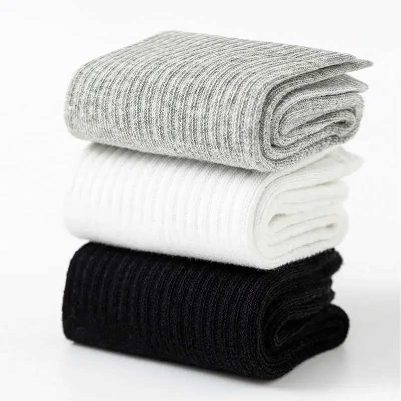 5 Pairs Pure Cotton Children Boy Socks Black White Grey Solid Color Unisex Breathable Sports School Socks Baby Girl Calf Socks CL240824