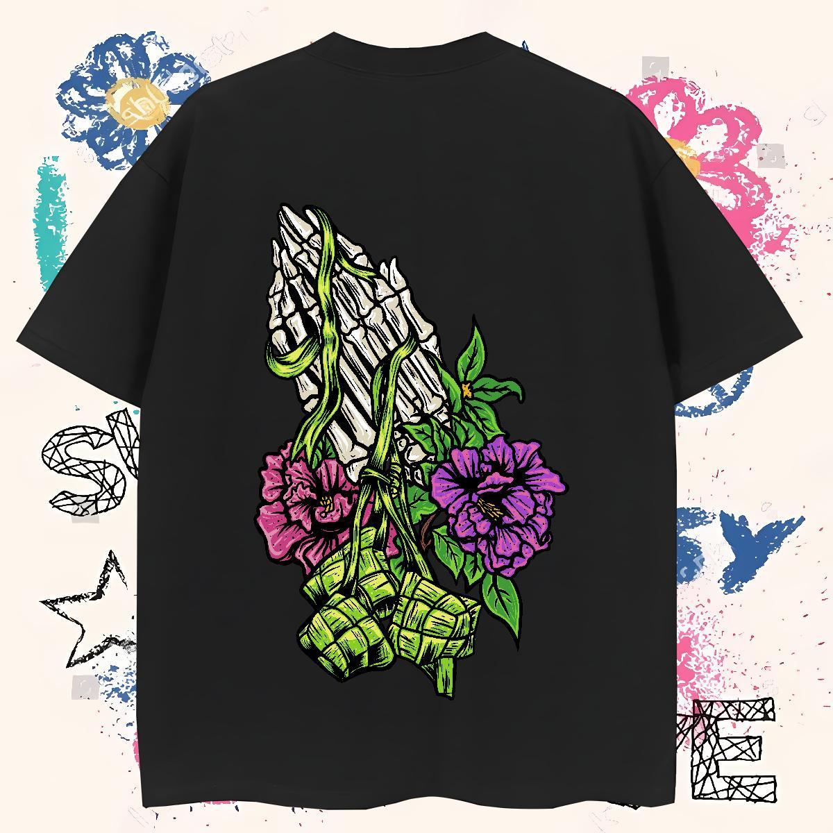Brand Man T Shirts 230g 100% Cotton skull Hip Hop Street Custom Big Size Breathable Crew Neck Men Tees 2024 Summer Top Tees