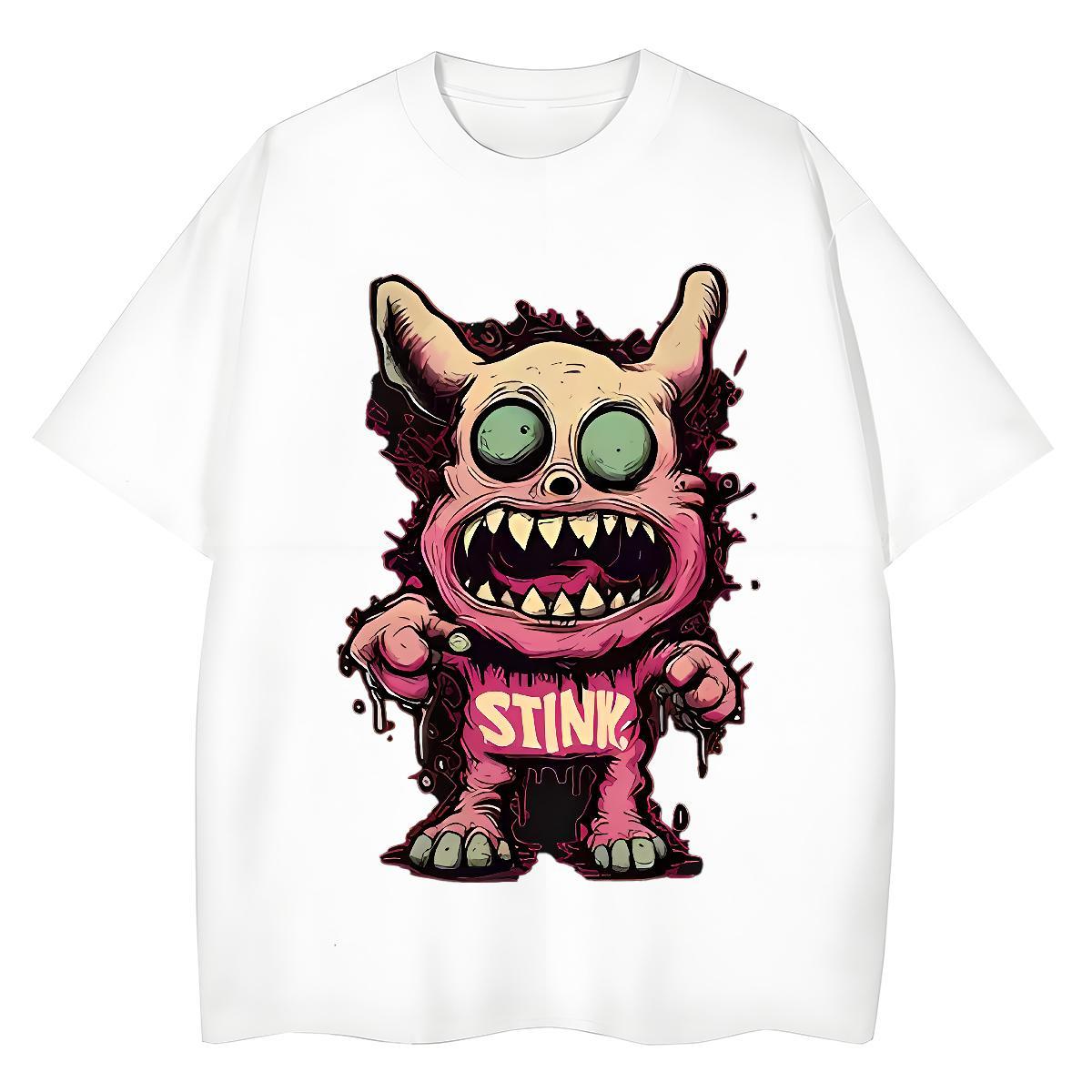 Female Couples T Shirts 100% Cotton 230g scare Sports Casual T shirt Round Neck Short Sleeve Anime Oversized Clothings