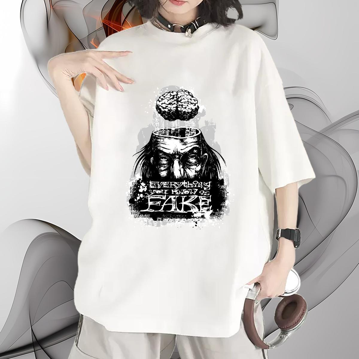 Lady Womens Tshirts 230g 100% Cotton scary Casual Sport T shirt O-Neck Short Sleeve Plus Size Custom Clothes