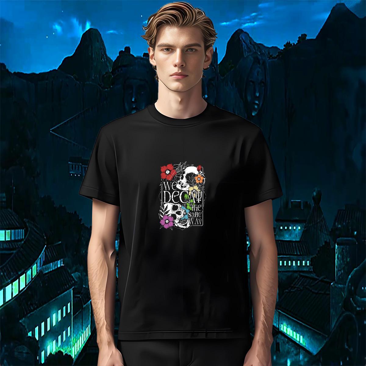 Unisex T Shirt For Man 230g Cotton skull Street wear Hip Hop Custom Printing O-Neck Short Sleeve Tshirts 2024 DIY Clothes