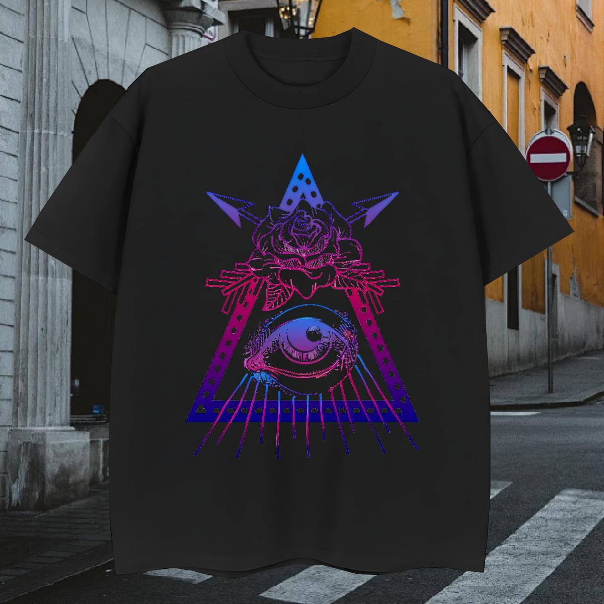 Unisex Men T Shirts 230g Pure Cotton eye of the devil Sport Customized Print Crew Neck Men Tees New Designer Tops