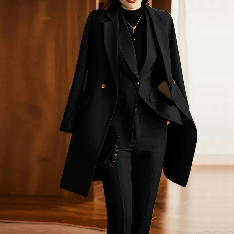 Womens formal business suit highquality fabric autumn and winter professional office workwear jacket Trouser set w240824