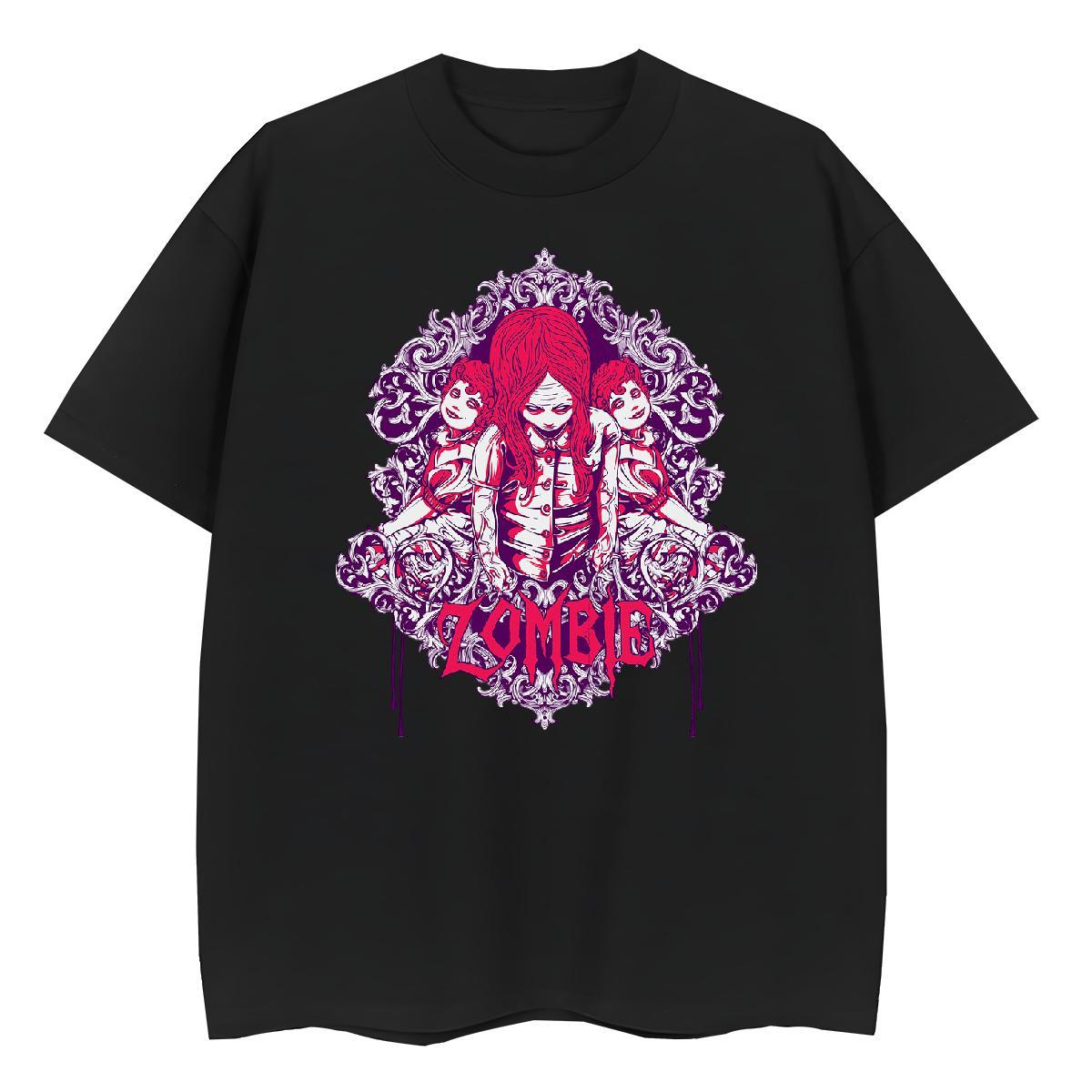 Loose T shirt 230g Cotton skull Anime Printing Street Oversized Breathable Short Sleeve Tshirts 2024 Summer Top Tees