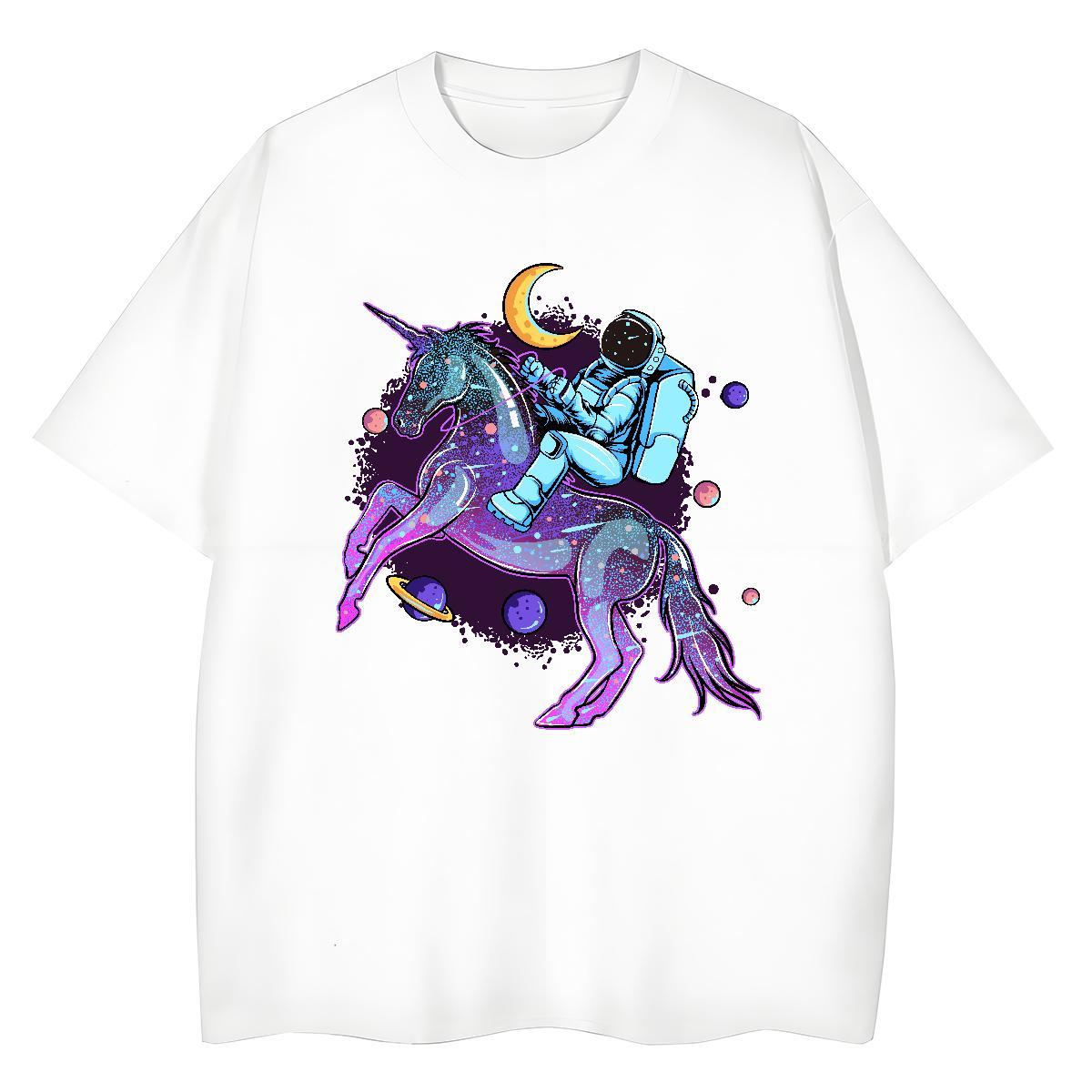 5A Women Tshirts 230g Cotton planet Sports Street Wear T Shirt For Woman Crew Neck DIY Anime Printed Tees Shirts