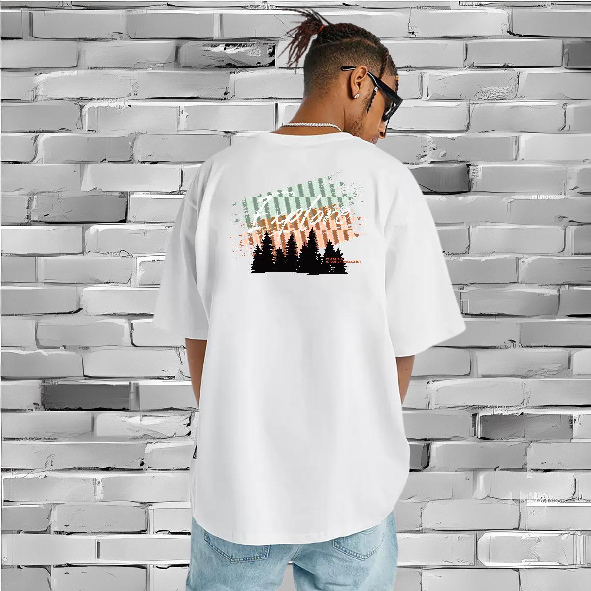 Loose T-Shirts for Men 230g Cotton letter Casual Daily Wear Anime Short Sleeve Soft Men Tshirts Classic Tops Shirt