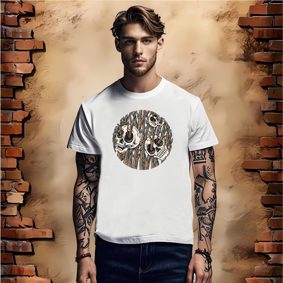 TOP Quality Man T Shirts 230g 100% Cotton skull Anime Printing Street DIY Printed Breathable Soft Couples T Shirts 2024 DIY Tops Shirt