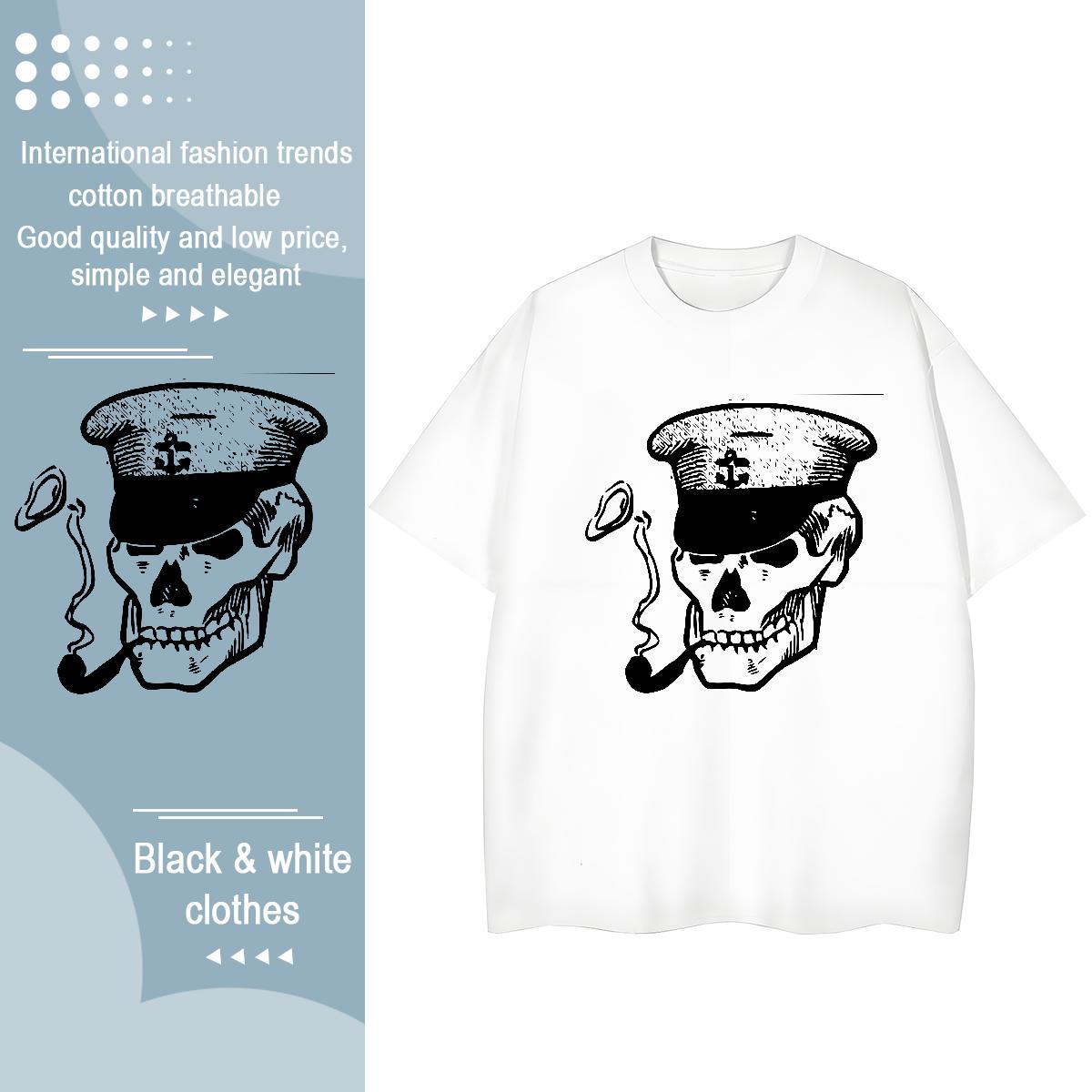 Cool Men T Shirts 100% Cotton 230g skull High Street Hip Hop Customized O Neck Short Sleeves Mens Tshirts Designer Tee Shirt
