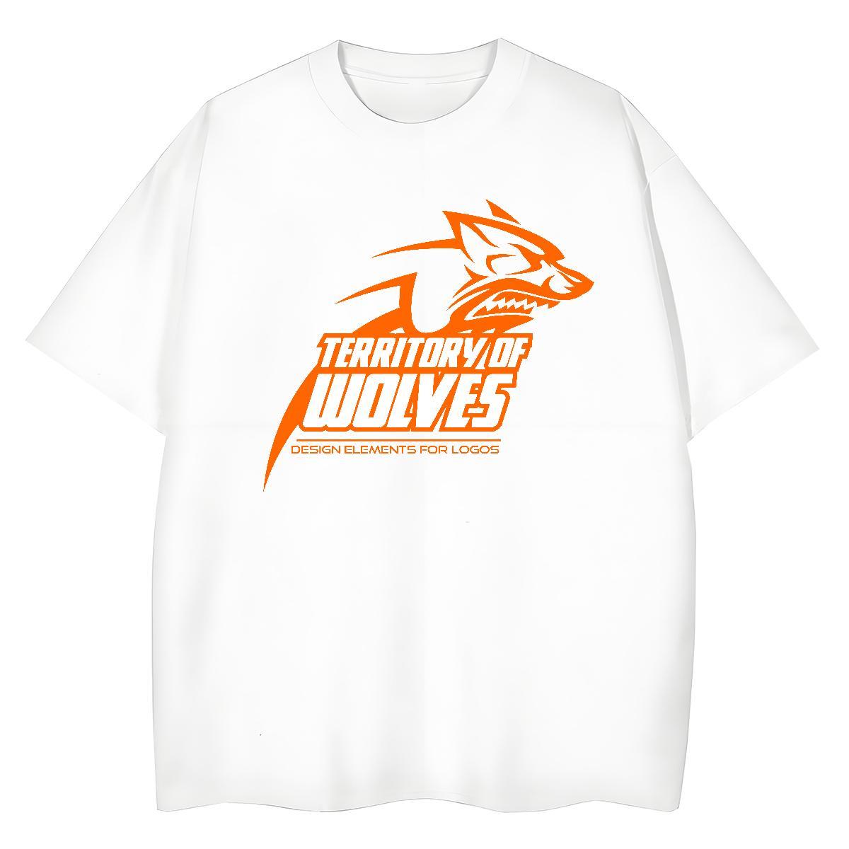 Fashion Men Tshirts wolf Hip Hop 100% Cotton 230g Clothes O-Neck Short Sleeve Unisex Mens T Shirts Anime