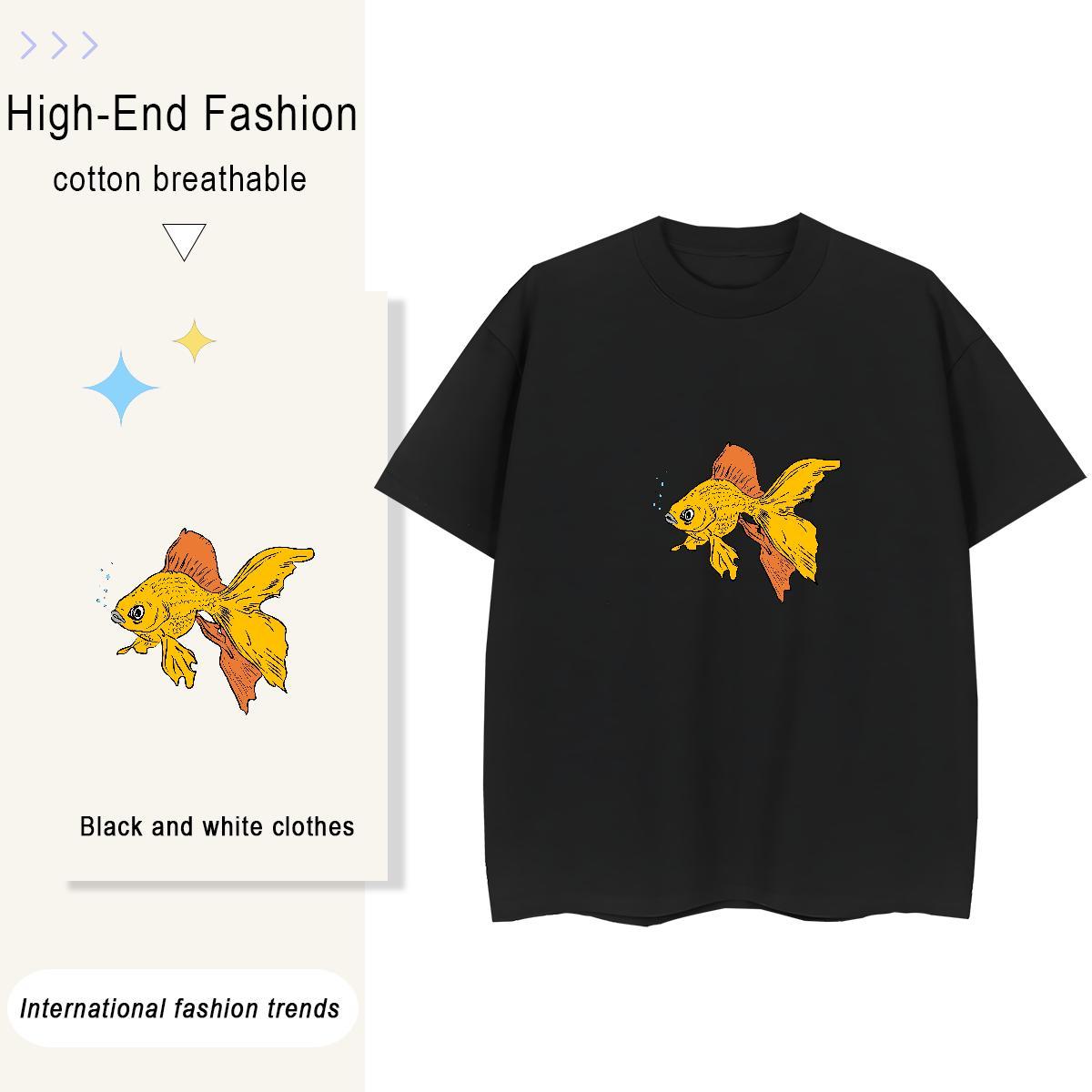 New Arrival Men Tees fish Street Casual 230g Pure Cotton Tops Tees Crew Neck Breathable Wholesale Man T Shirts Oversized 4XL