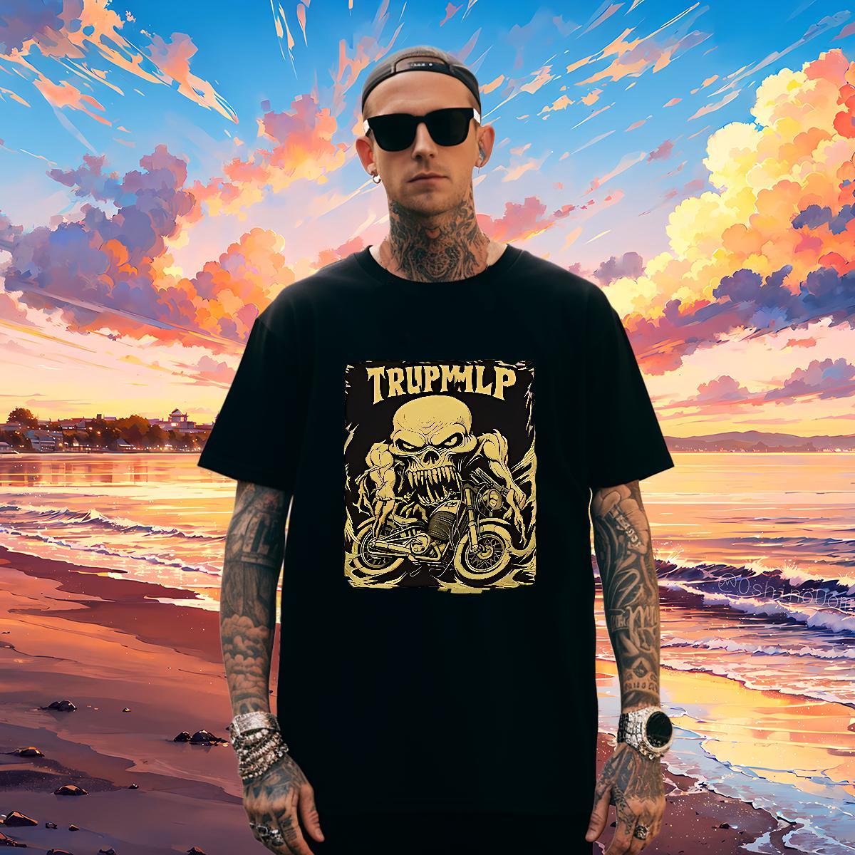 Brand T Shirt For Man 230g Pure Cotton skull Home Outdoor DIY Printed Crew Neck Breathable Couples T Shirts 2024 Designer Tees