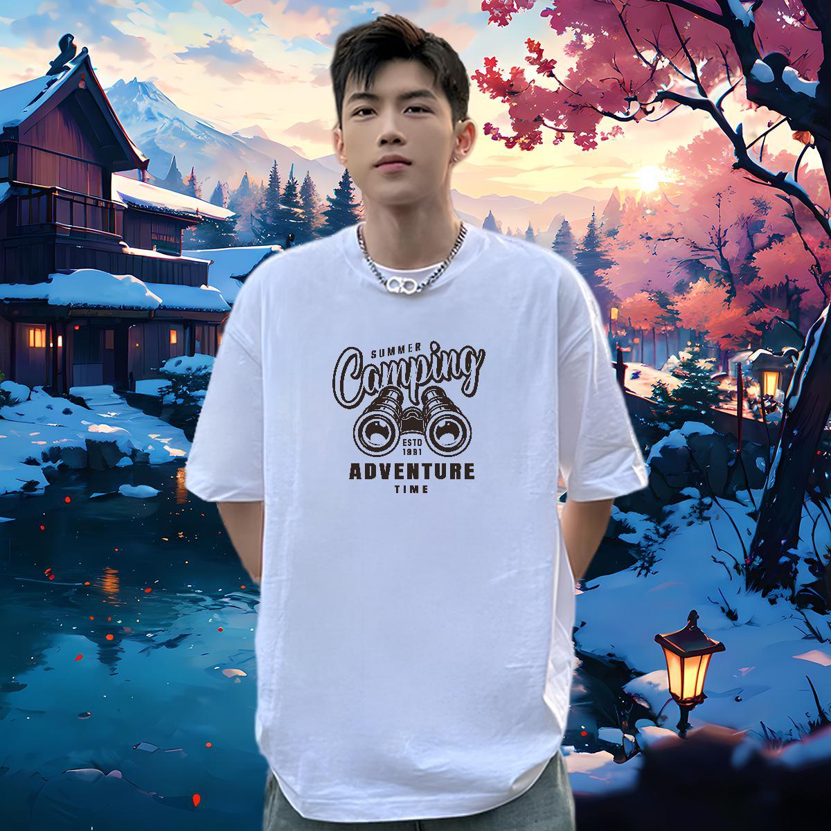 Loose T-Shirts 230g Pure Cotton tool Home Outdoor Oversized Short Sleeve O-Neck Tshirts Brand Tee Shirt