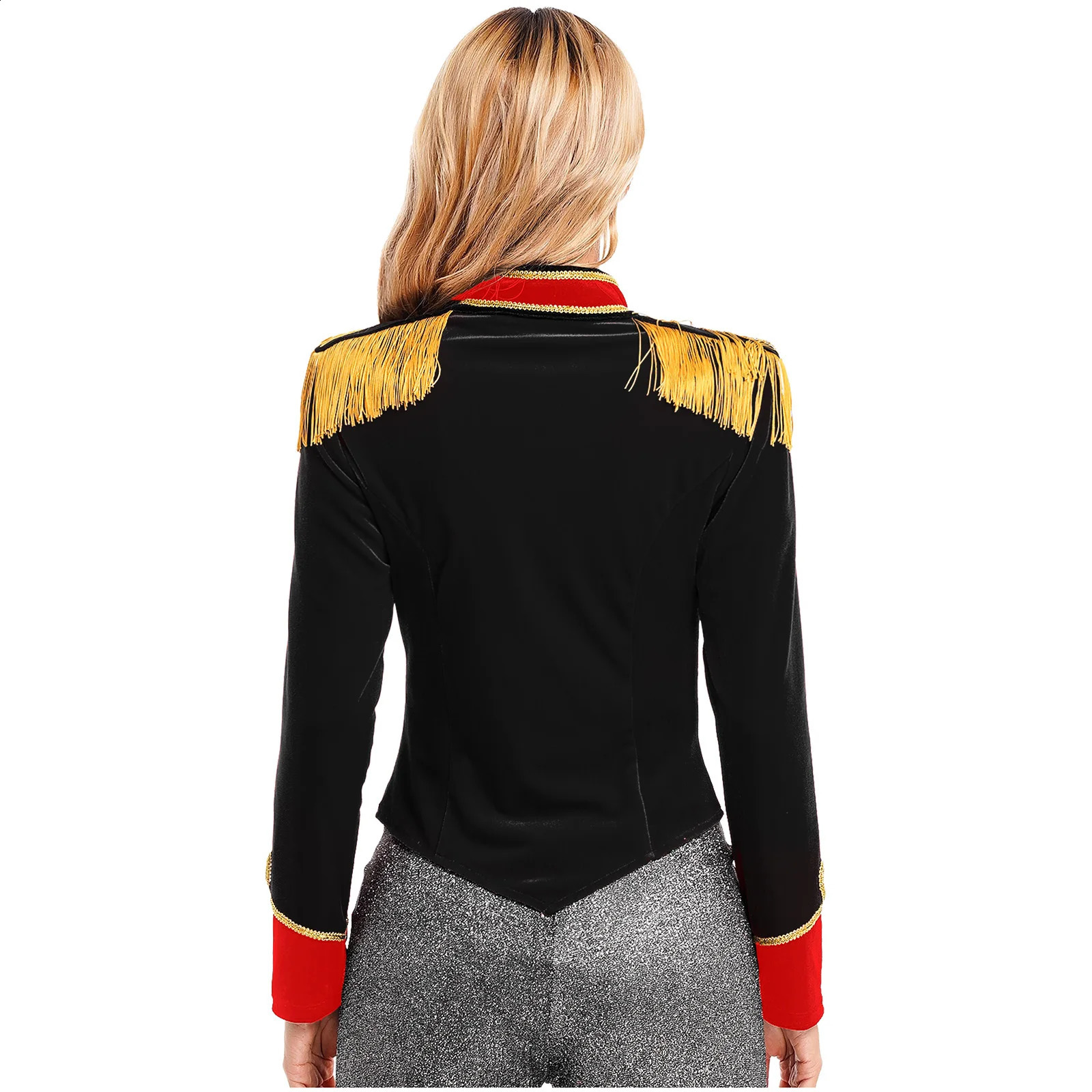 Womens Halloween Circus Ringmaster cosplay costume long sleeved stand up collar velvet jacket themed party 240823