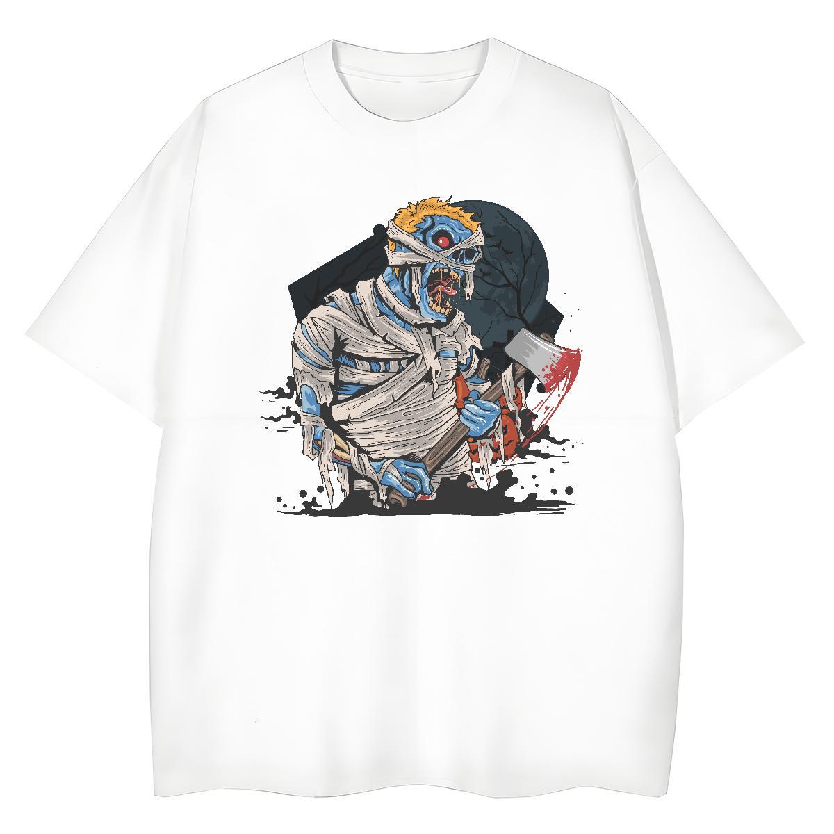 New Tshirt for Man Woman Halloween Street 100% Cotton 230g Clothings Breathable Short Sleeve High Quality Mens T Shirts Floral Print