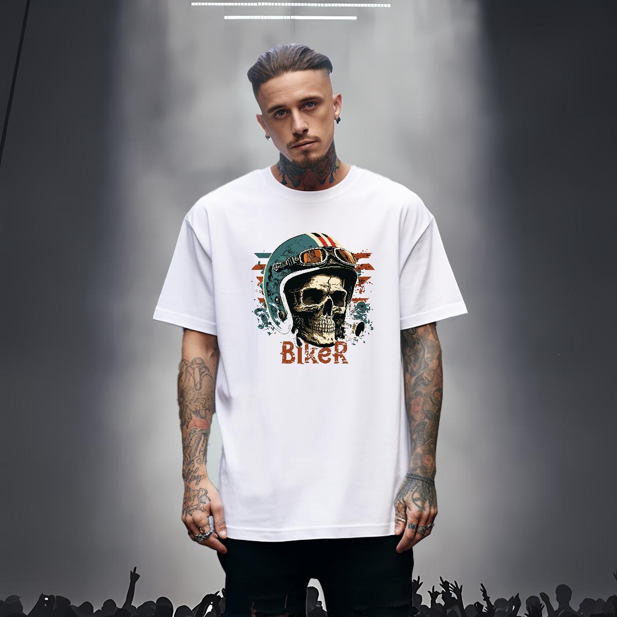Loose T Shirt For Man 100% Cotton 230g skull Street Graphic Short Sleeve Soft Couples T Shirts New Tee Shirt