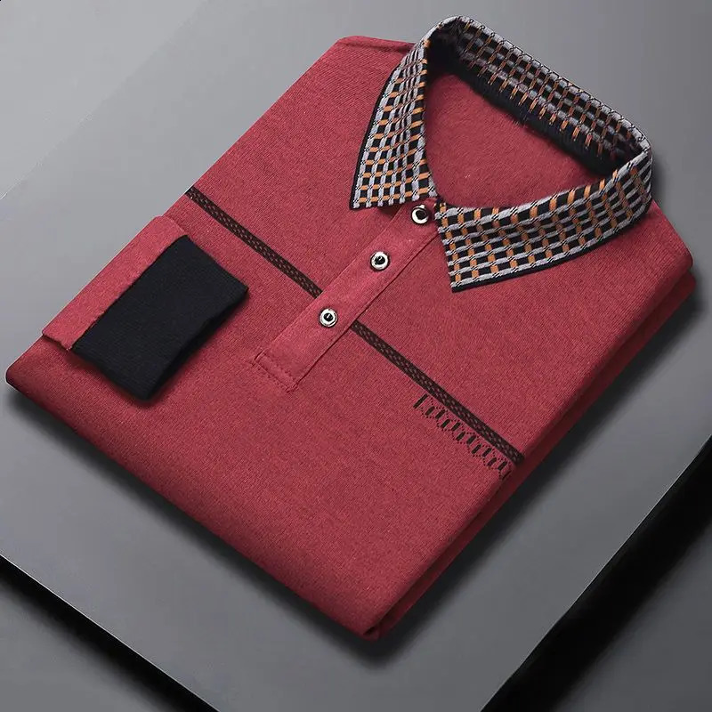 Fashion Lapel Button Business Striped Polo Shirts Mens Clothing Spring Loose Long Sleeve Casual Tops Korean Tee Shirt 240824