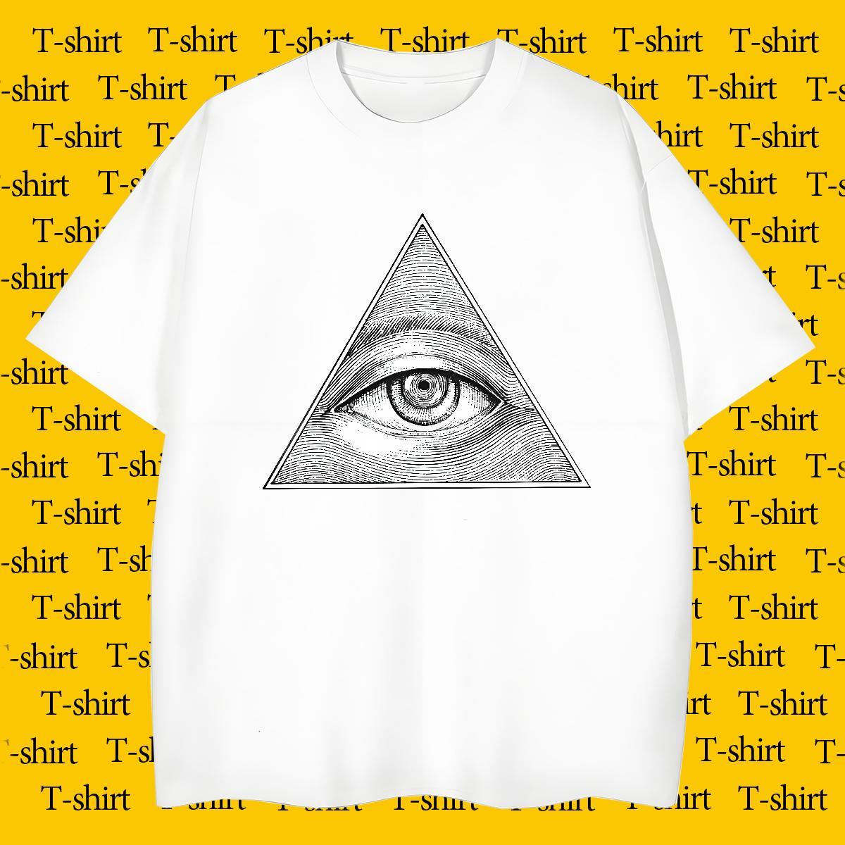 High Quality Men T Shirts 230g Pure Cotton eye of the devil Street Wear Custom Cartoon O-Neck Short Sleeve Men Tees Wholesale Tshirts