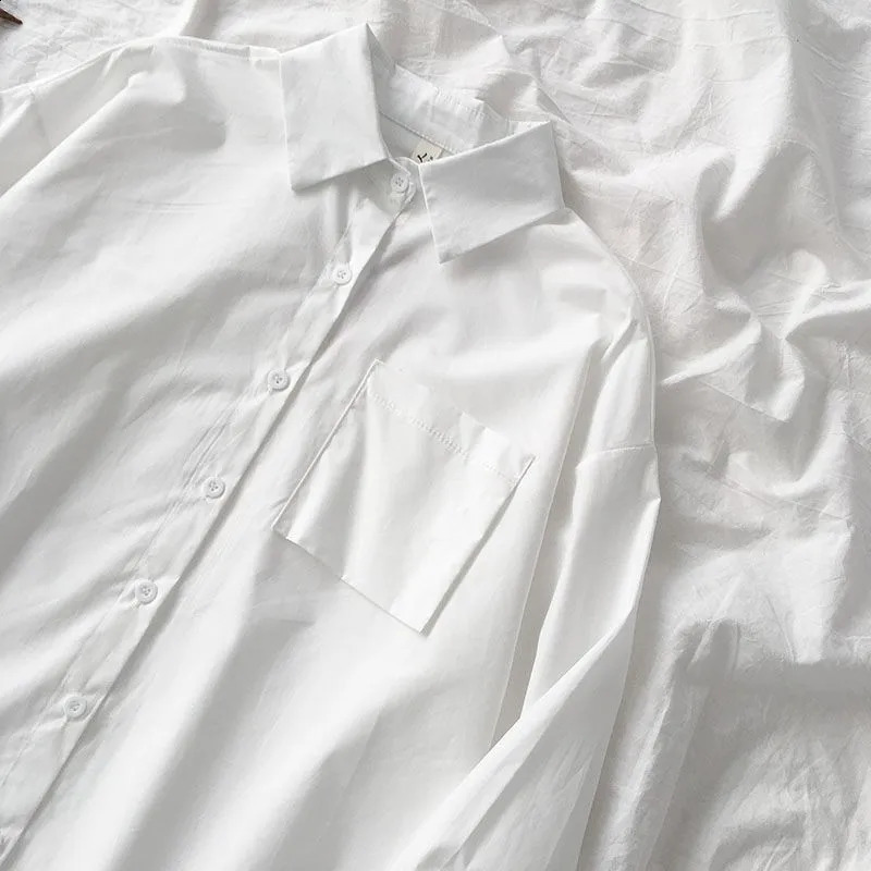 White Women School Shirts Fashion JK Preppy Style Spring Japan Long Sleeve s Black Shirt Harajuku Button Up Ladies Tops 240823