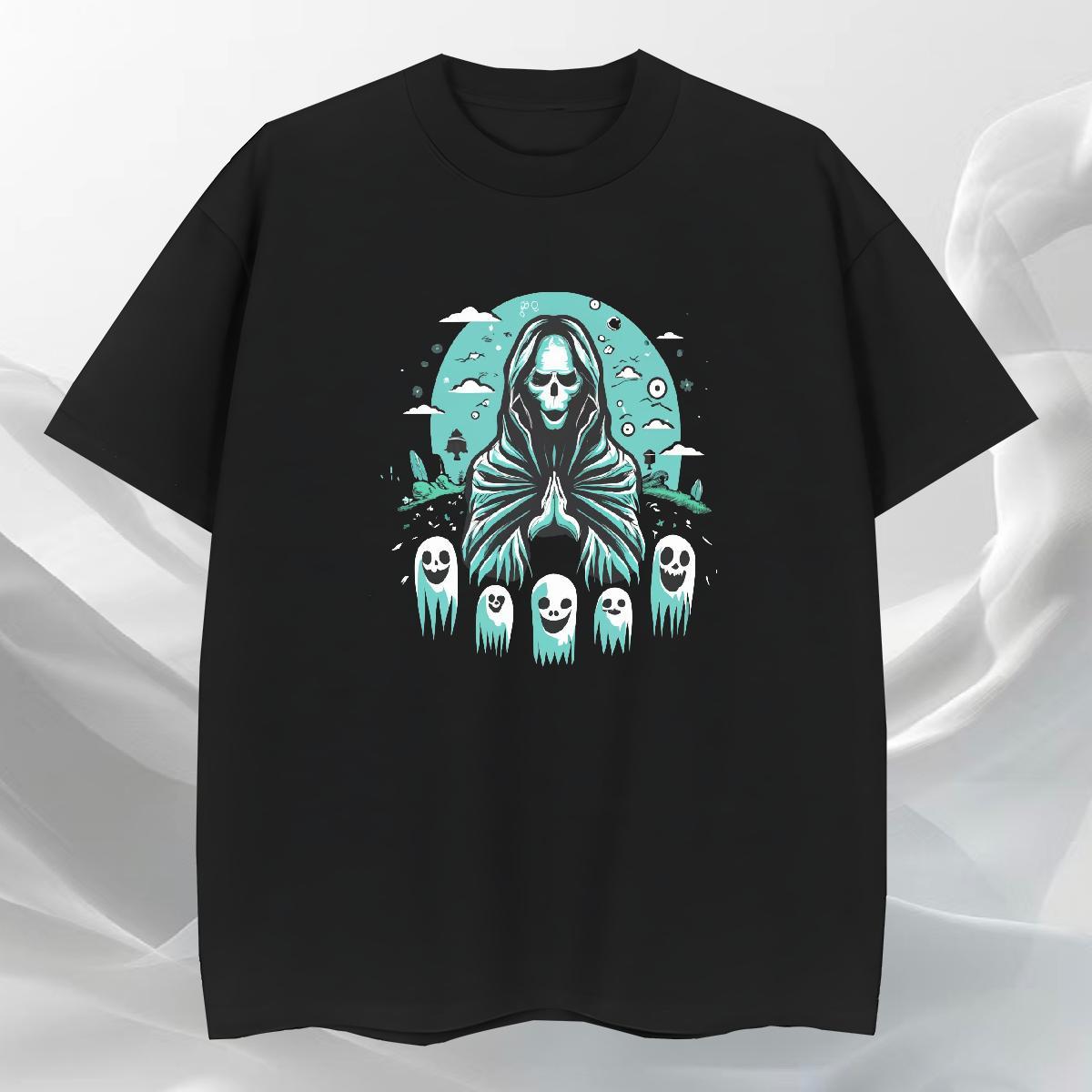 Free Shipping T Shirts Men 230g Pure Cotton skull High Street Hip Hop Custom Printing Breathable Short Sleeve Tshirts Fashion Designer Tees Shirts