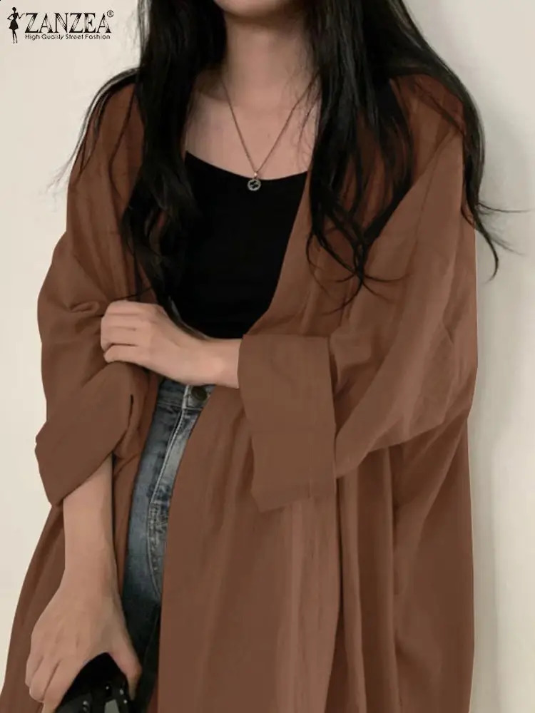 ZANZEA Causal Women Cardigan Solid Minimalist Long Shirt Spring Long Sleeve Female All-match Top Loose Korean Fashion Tunic 240823