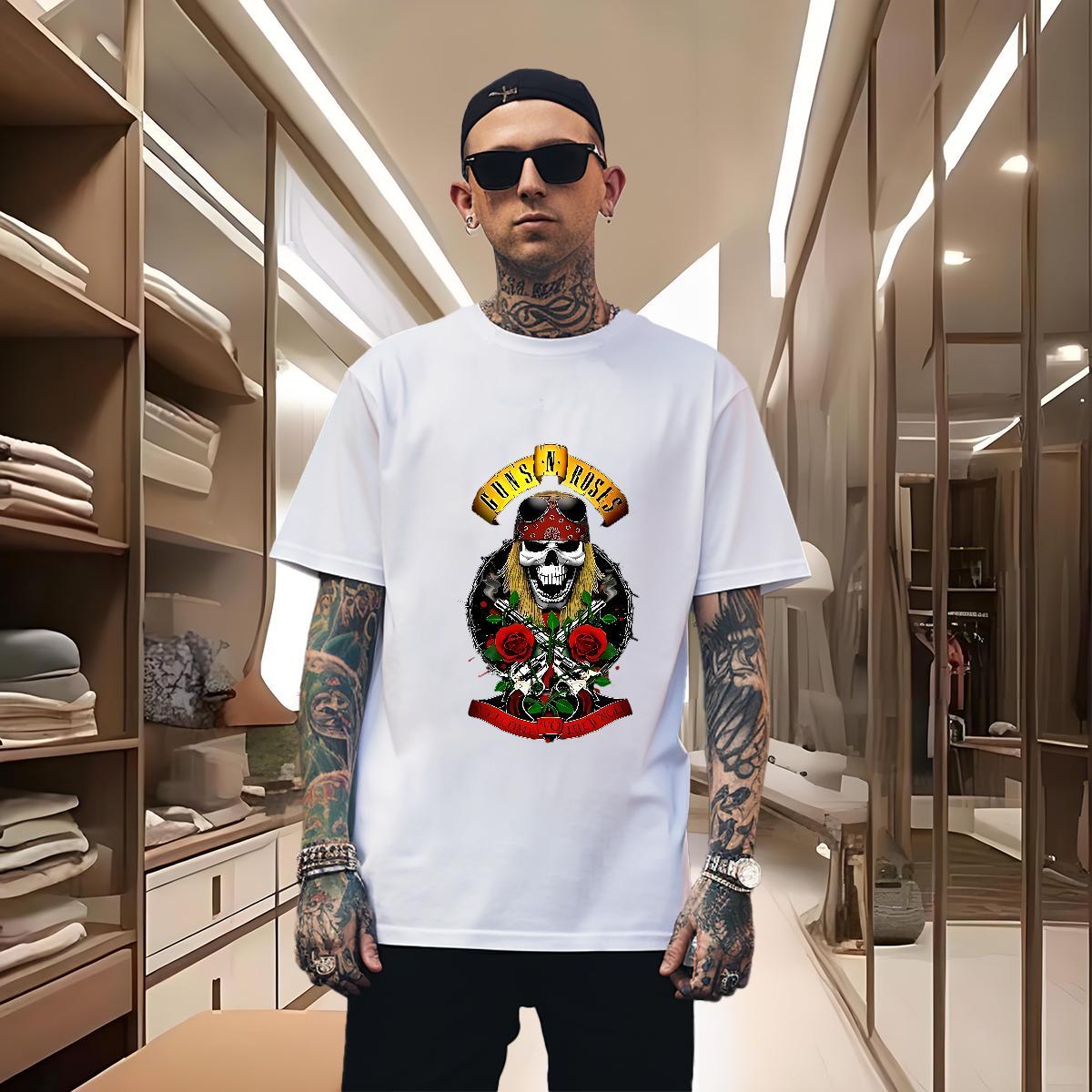 Wholesale Men T Shirts 100% Cotton 230g skull Sports Casual Floral Print Short Sleeve Soft Men Tshirts Designer Fashion Tees