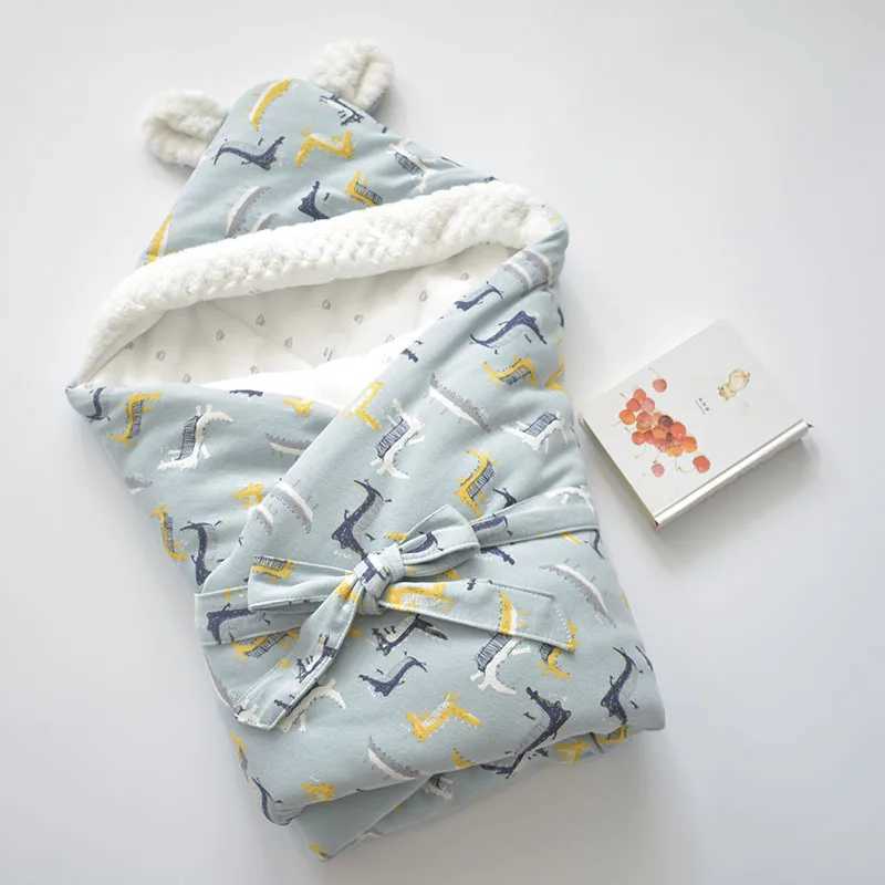 Baby Blanket 100% Cotton Envelope For Discharge Winter Newborns Bedding Muslin Swaddle Warm Wrap Baby Sleeping Bag Soft 80x80cm M240824
