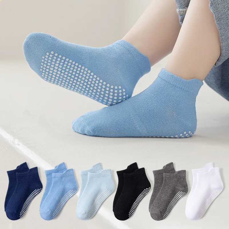 6 Pairs 0-5 Years Old Non-Slip Kids Socks with Grip Little Girls Boys Ankle Socks Infants Toddlers Children Floor Socks CL240824