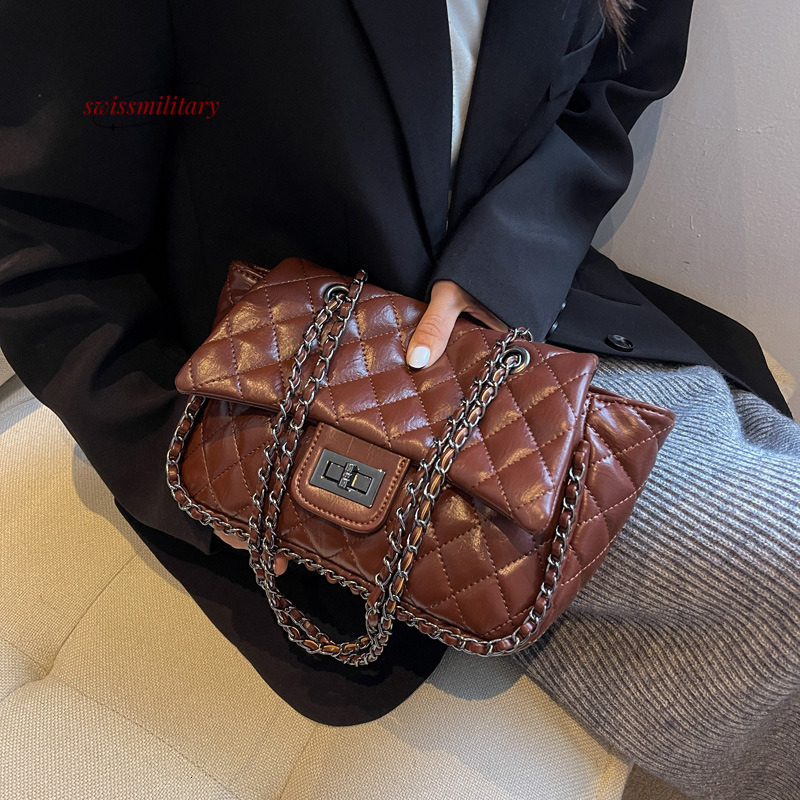 Swissmilitary Large capacity shoulder is popular this year, with high-end texture and fashionable diamond grid underarm bag. Tongqin crossbody bag #42