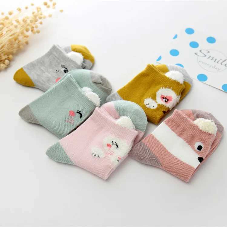 5pairs/lot New Fashion Boys And Girls Socks Ins New Cotton Socks Children Spring Autumn Socks Lovely Cartoon Sock CL240824
