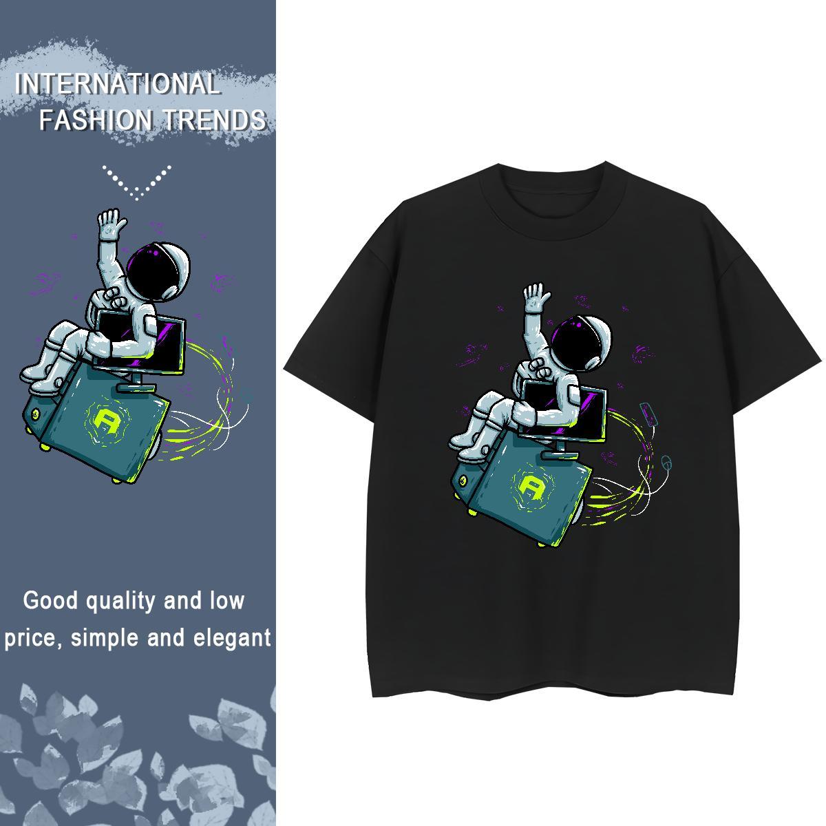 Soft Lady T shirt 230g Pure Cotton space Spring Summer T-Shirts for Women Comfortable Cartoon Printing L-4XL Top Tees