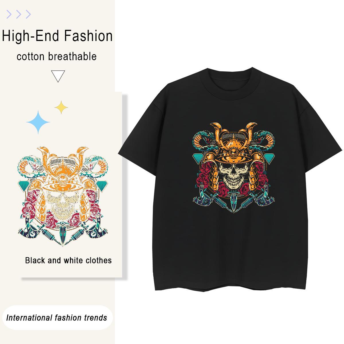 TOP Quality Men T Shirts 230g 100% Cotton skull Beach Custom Printing Short Sleeve Soft Men Tshirts 2024 Designer Clothes