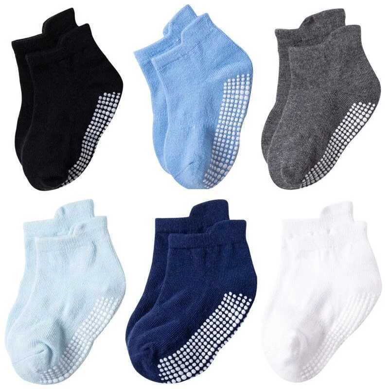 Lawadka 6Pairs/Set Kids Girl Boy Floor Socks Solid Sport Childrens Anti-slip Boat Socks For Boys Girls Autumn Spring 0-7Years CL240824