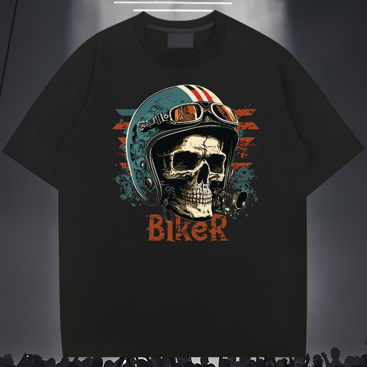 Loose T Shirt For Man 100% Cotton 230g skull Street Graphic Short Sleeve Soft Couples T Shirts New Tee Shirt