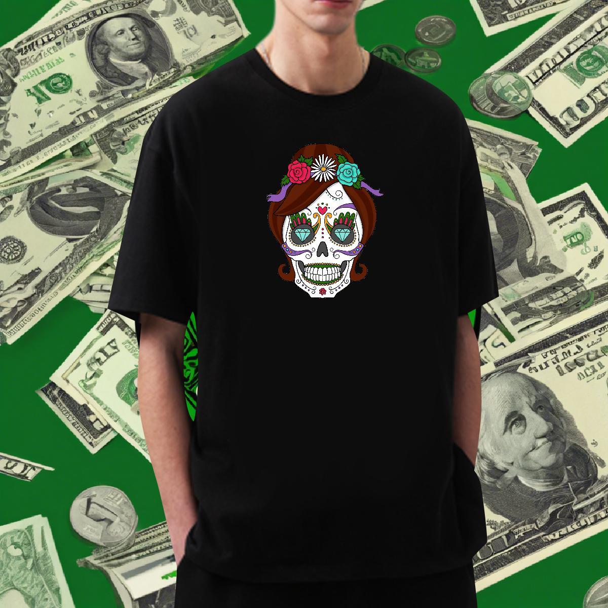 Soft T-Shirts for Men 100% Cotton 230g skull Casual DIY Printed Breathable Short Sleeve Men Tees Fashion Design Tops Tees