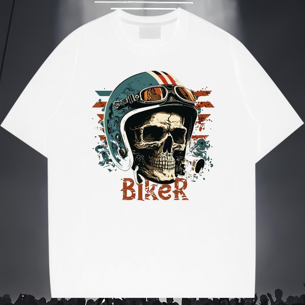 Loose T Shirt For Man 100% Cotton 230g skull Street Graphic Short Sleeve Soft Couples T Shirts New Tee Shirt