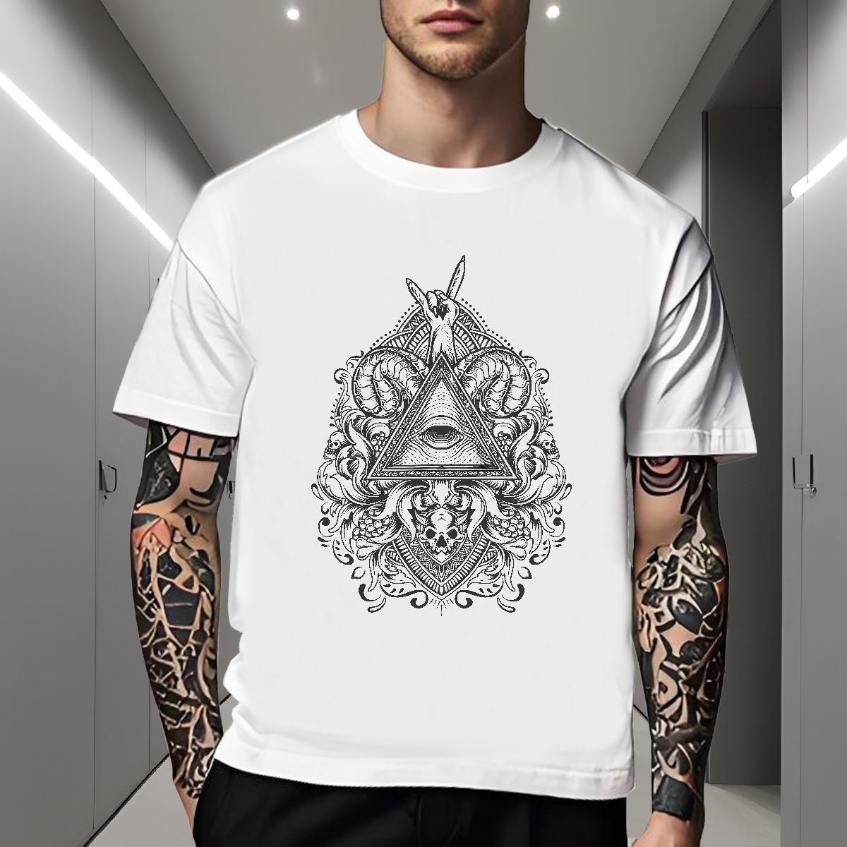 Designer T shirt 100% Cotton 230g eye of the devil Street Wear Customized Print Breathable Crew Neck Men Tees 2024 Designer Tees Shirts