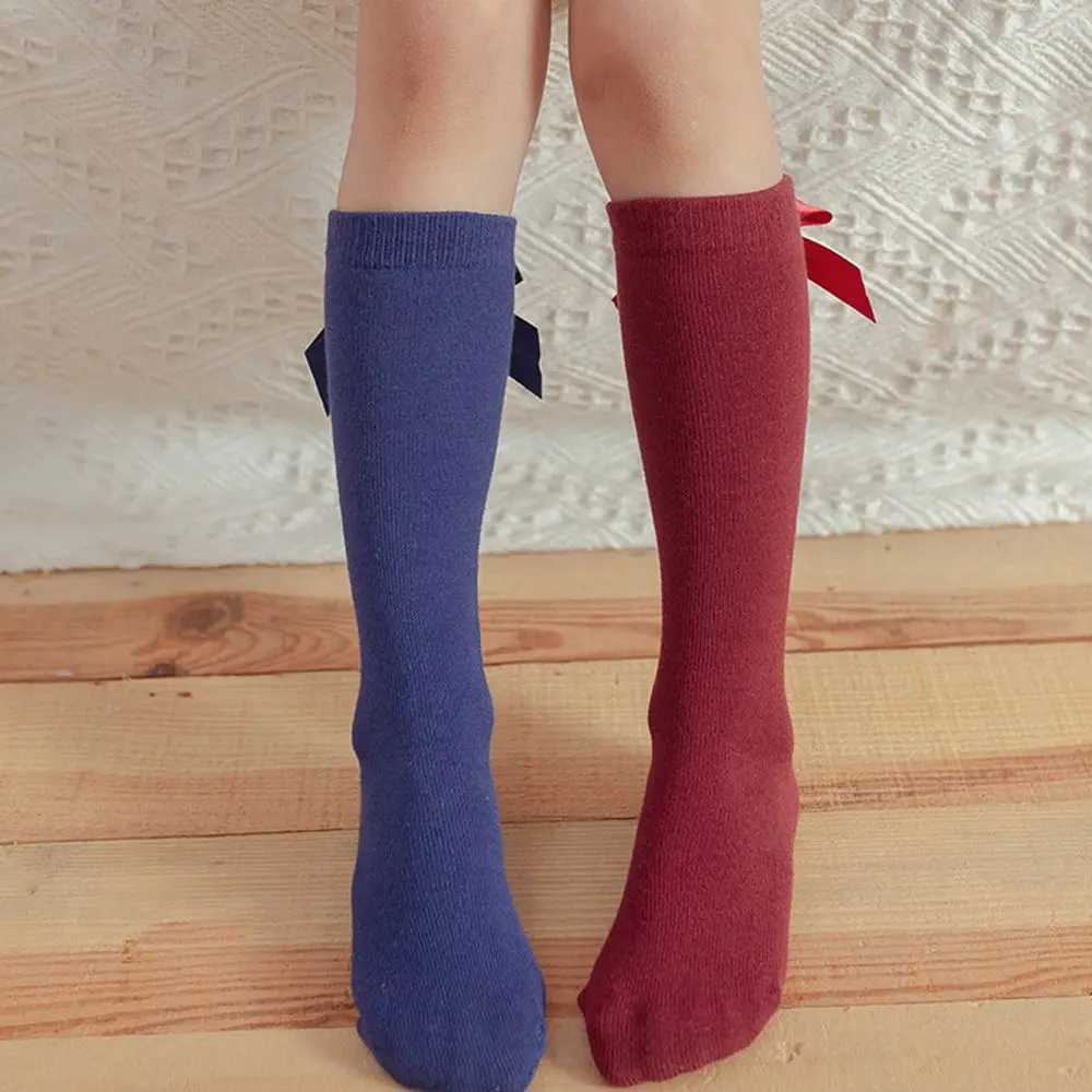 Baby Long Tube Socks Children Cotton Sock For Girls Knee High Sock Big Bows Kids Floor Socks 6-10Years CL240824