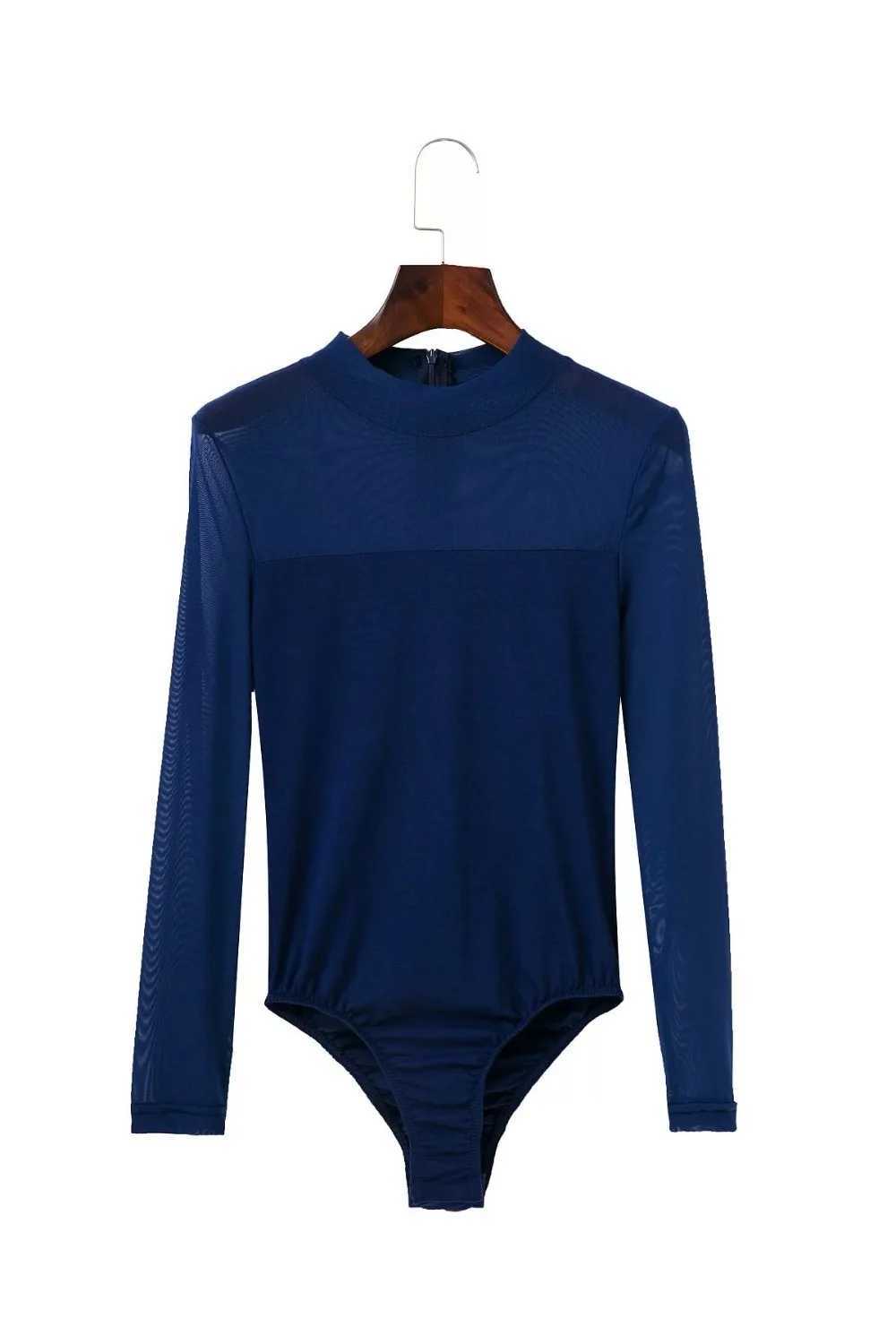 Women's Jumpsuits Rompers 2017 Autumn Elegant Winter Slim and Sexy Lace Applique Fitness Dress Long sleeved Womens Top Stand up Neck jumpsuit Y24