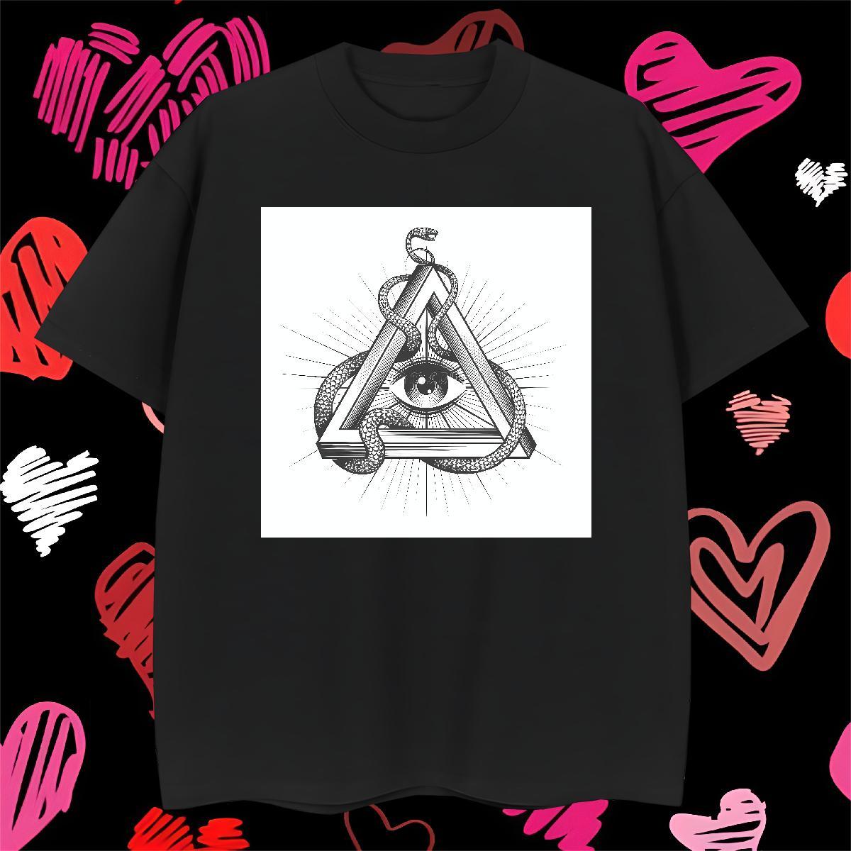 Comfortable T shirt 100% Cotton 230g eye of the devil Hip Hop Plus Size Cartoon Breathable Crew Neck Men Clothes T-Shirt Fashion Casual Top Tees